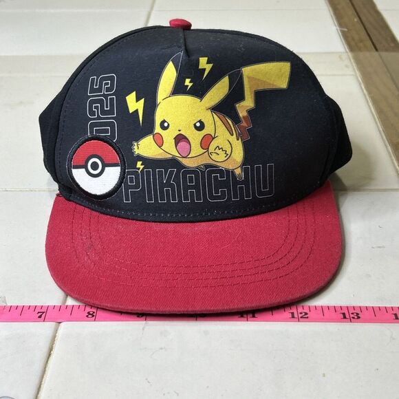 Other - SNAP BACK FLAT BILL BLACK BALL CAP POKÉMON PIKACHU Youth One Size Fits Most